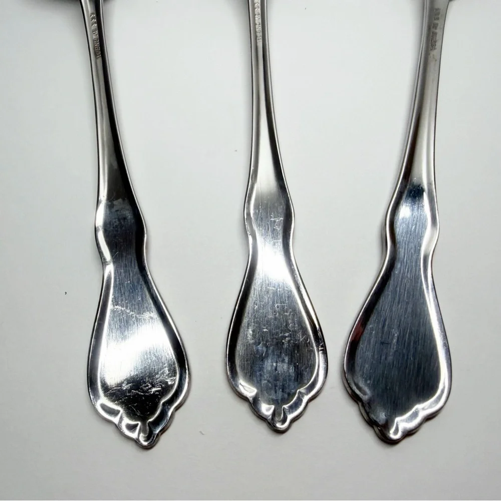 SSS Oneida Trinity Brushed Stainless Serving Spoons and Meat Fork Serveware